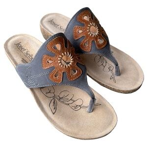 Josef Seibel Natalya Leather Thong Sandal w/ Floral Cutouts 8.5